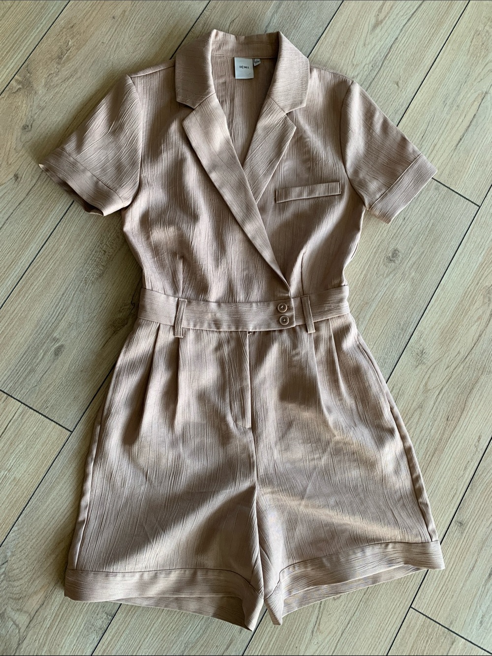 ICHI tan Tailored Romper with Belted Waist | perfect condition |